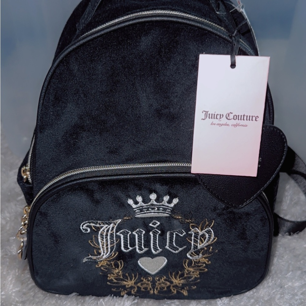 Juicy Couture Black and Gold Embroidered Backpack